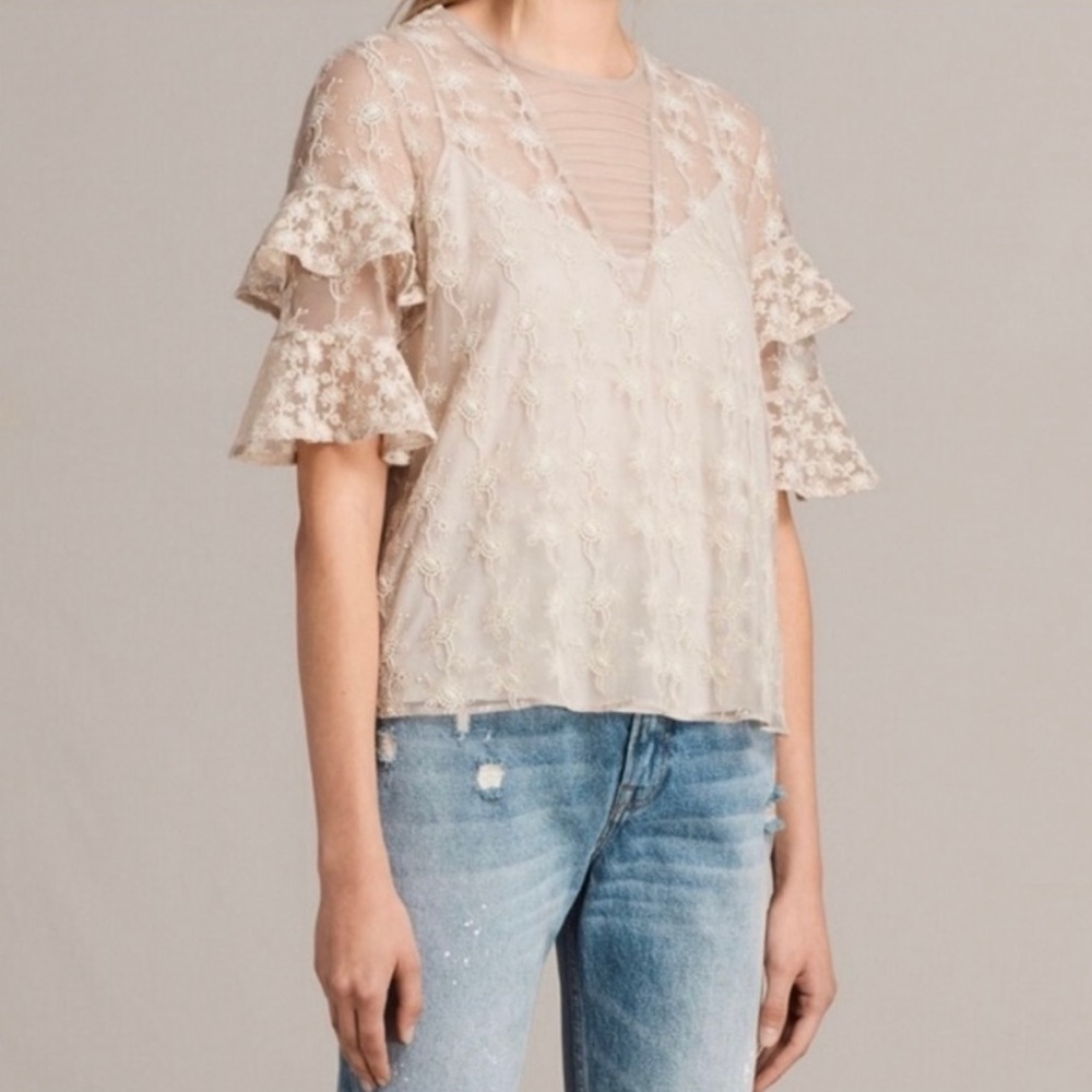 All Saints Henrietta Lace Top - Picture 2 of 7